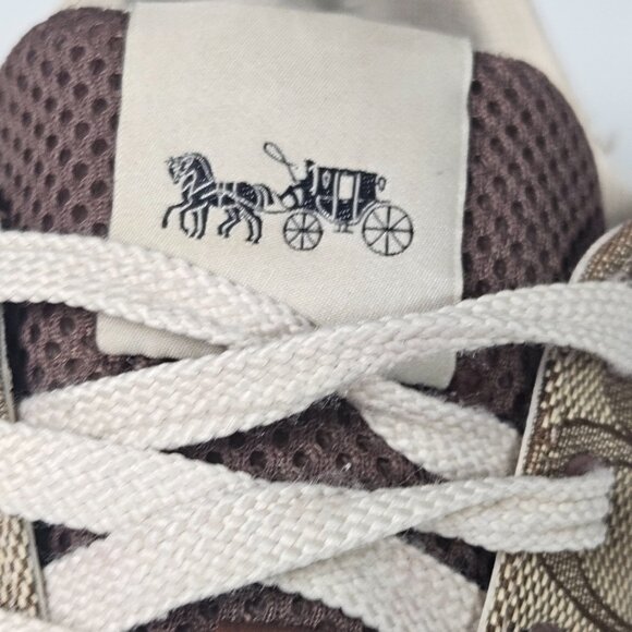 Coach Khaki Signature Jacquard Clip Low Top high Line Sneaker size 8 - Picture 3 of 16